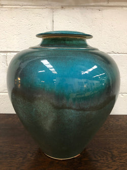 Christopher Sanders Large Blue Lidded Vase | Antique & Vintage | Moonee Ponds Antiques | Australia Wide Delivery
