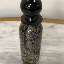 Nick Wirdnam Long Black & Gold Art Glass Scent Bottle