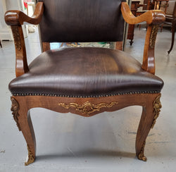 Grand French Oak Louis XV Style Newly Upholstered Desk Chair | Antique & Vintage | Moonee Ponds Antiques | Australia Wide Delivery