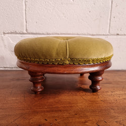 Vintage Round Upholstered Buttoned Footstool | Antique & Vintage | Moonee Ponds Antiques | Australia Wide Delivery
