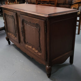 A hard to find Louis XV style French two door cabinet which would make an ideal TV cabinet. It has been sourced from France and in good original detailed condition.