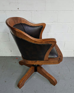 Antique French Oak Newly Upholstered Swivel Action Office Desk Chair | Antique & Vintage | Moonee Ponds Antiques | Australia Wide Delivery