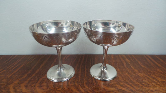 Pair Of Lovely Silver Champagne Goblets