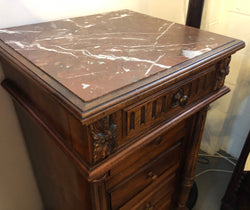 Henry II Style Walnut Inset Marble Top Single Bedside | Antique & Vintage | Moonee Ponds Antiques | Australia Wide Delivery