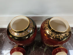 Matched Pair of Very Large Crown Devon Hand Painted Ruby Lustre Vases | Antique & Vintage | Moonee Ponds Antiques | Australia Wide Delivery
