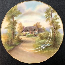 Royal Worcester Hand Painted & Gilt Rim Cottage Plate By Raymond Rushton
