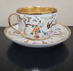 “Old Paris Porcelain” Large Cup & Saucer Beautifully Decorated with Birds | Antique & Vintage | Moonee Ponds Antiques | Australia Wide Delivery