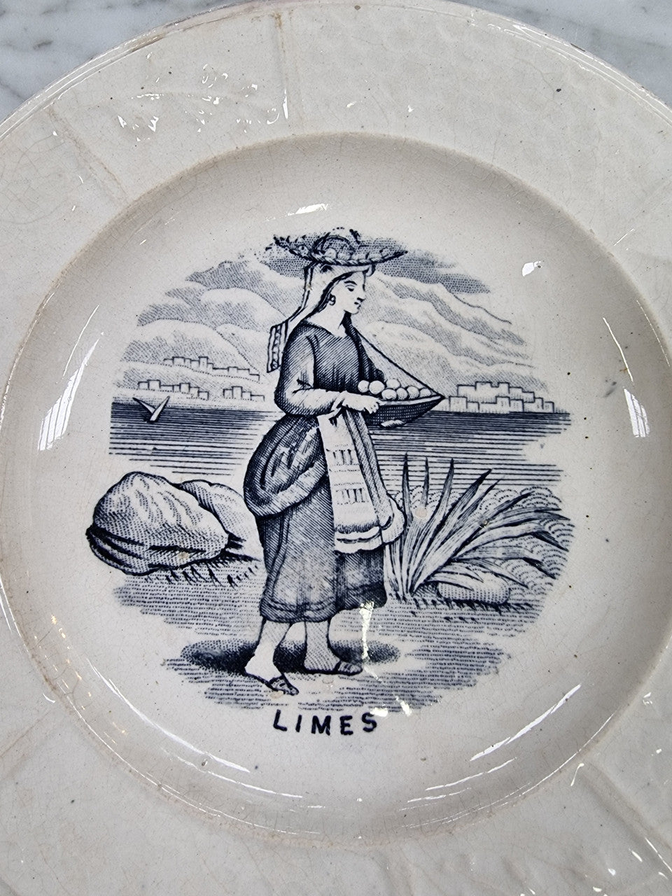 Blue & Cream Staffordshire Childs Plate | Antique & Vintage | Moonee Ponds Antiques | Australia Wide