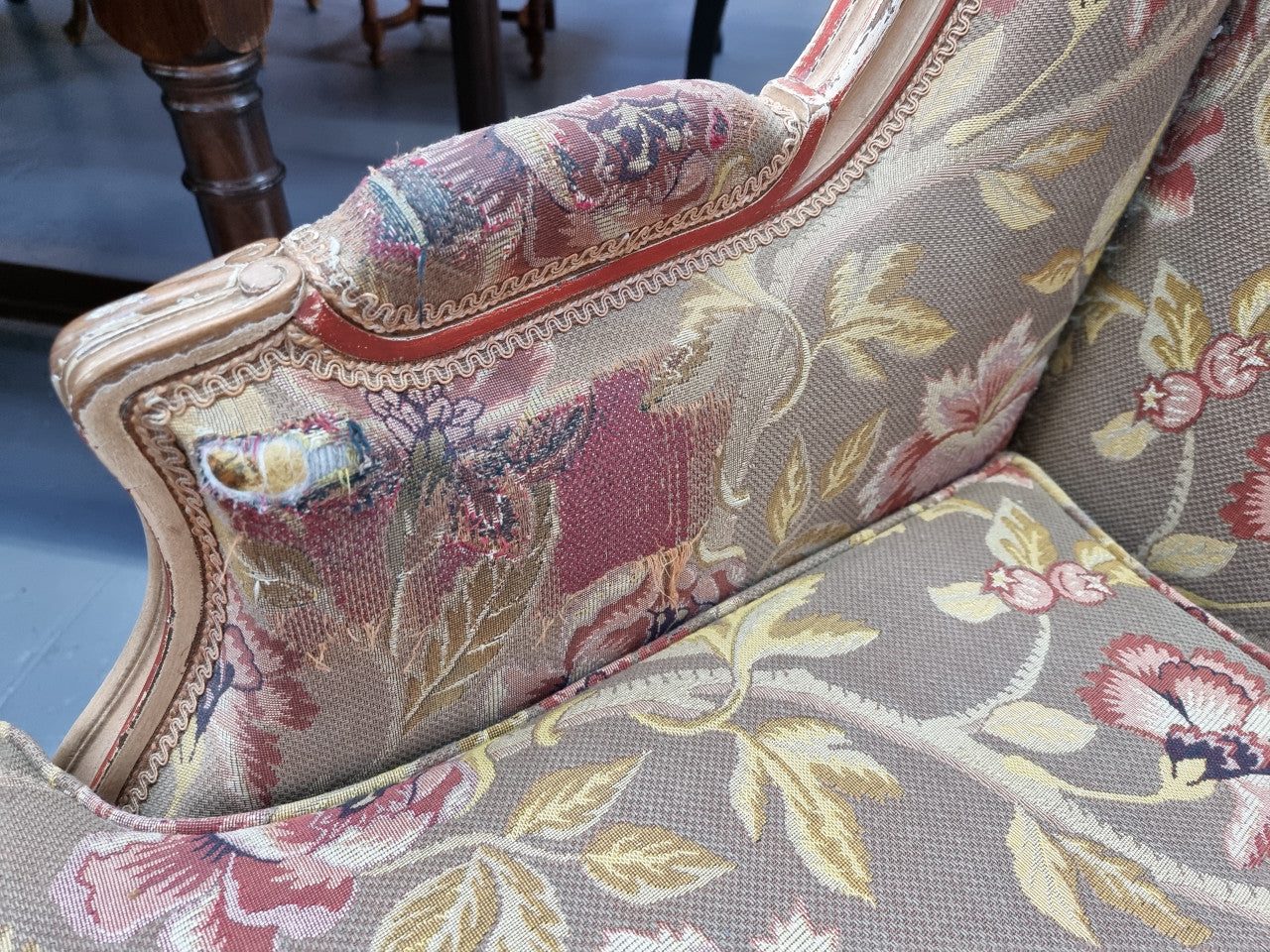 Beautiful French Painted Vintage Upholstered Armchair | Antique & Vintage | Moonee Ponds Antiques | Australia Wide Delivery