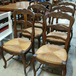 Set of six French oak Dining Chairs-1