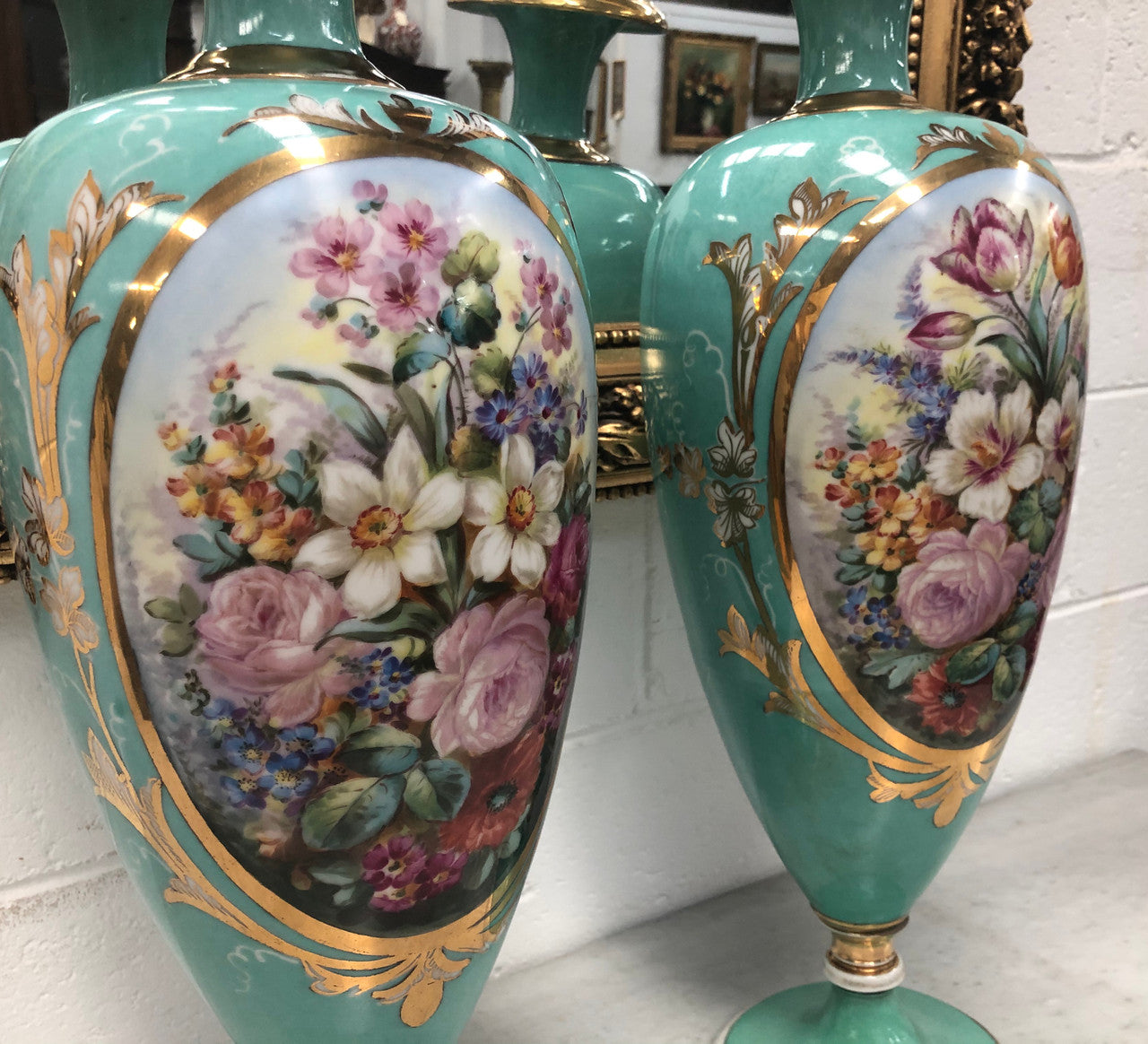 Pair Of Antique French Limoges Hand Painted Vases | Antique & Vintage | Moonee Ponds Antiques | Australia Wide