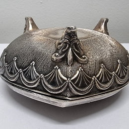 Vintage Silver Plated & Embossed Design Heart Shape Trinket Box