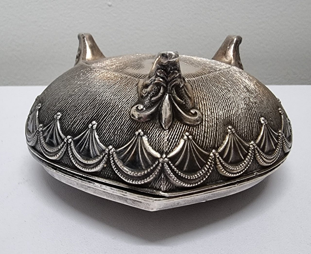 Vintage Silver Plated & Embossed Design Heart Shape Trinket Box