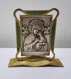 Art Deco Silver Gilt Brass & Enamel Religious Icon | Antique & Vintage | Moonee Ponds Antiques | Australia Wide Delivery