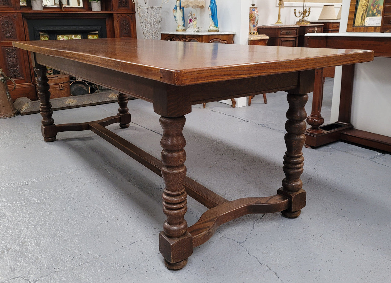 Amazing French Oak Stretcher Base Farmhouse Table | Antique & Vintage | Moonee Ponds Antiques | Australia Wide Delivery