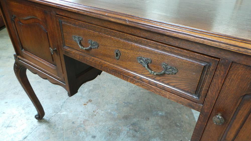 French Oak Partners Desk-2 | Antique & Vintage | Moonee Ponds Antiques | Australia Wide Delivery