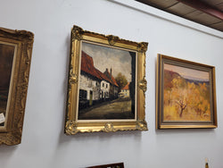 Dutch Signed Oil on Canvas Depicting Village Street in Gilt Frame | Antique & Vintage | Moonee Ponds Antiques | Australia Wide Delivery