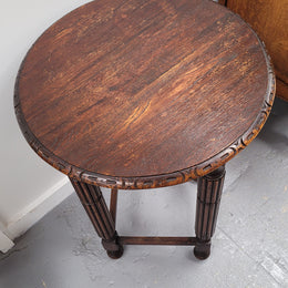 Round Tudor Oak Occasional Table Circ: 1930;s In good detailed condition.