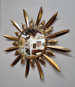 Stunning French Vintage Gilt Metal Starburst Convex Mirror | Antique & Vintage | Moonee Ponds Antiques | Australia Wide Delivery