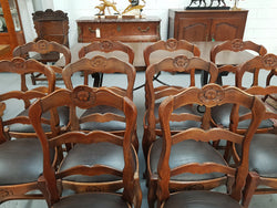 Set of 10 French Ladder Back Dining Chairs With Leather Seat | Antique & Vintage | Moonee Ponds Antiques | Australia Wide Delivery