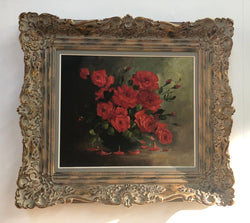 Beautiful French Framed Floral "Red Roses" Oil On Canvas | Antique & Vintage | Moonee Ponds Antiques | Australia Wide Delivery