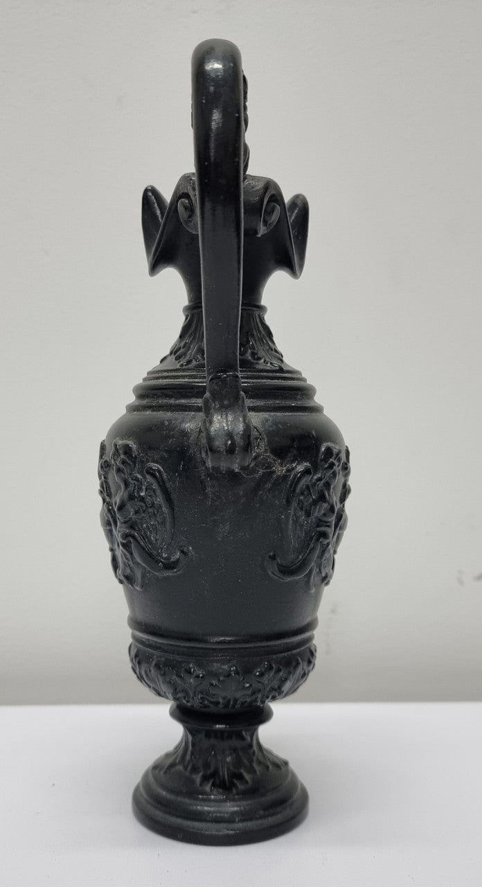 Victorian black urn shaped vase. It is in good original condition and has been sourced locally. Please view photos as they help form part of the description.