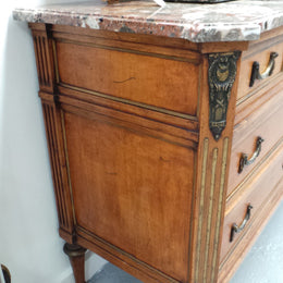 A Fabulous Continental 19th Century Walnut Three Drawer Commode