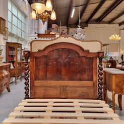 French 19th Century Walnut Henry II Style Queen Sized Bed with Barley Twist posts | Antique & Vintage | Moonee Ponds Antiques | Australia Wide Delivery