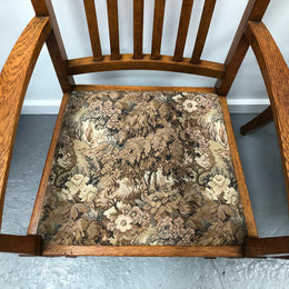 Pair Of Upholstered Arts And Crafts Carver Chairs