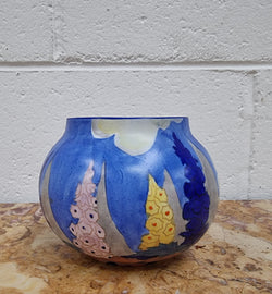 Carlton Ware Vase Globular Shape With Hand Painted Potted Rose Bush & Hollyhocks | Antique & Vintage | Moonee Ponds Antiques | Australia Wide Delivery