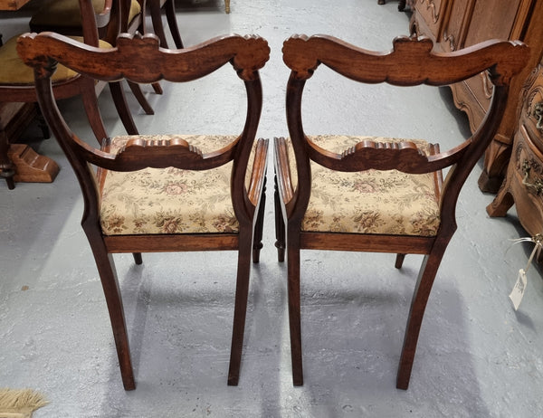 Stunning William IV carved Rosewood chairs from circa 1840's. Sourced locally they are in good original condition. Being sold individually for $450.00 each.