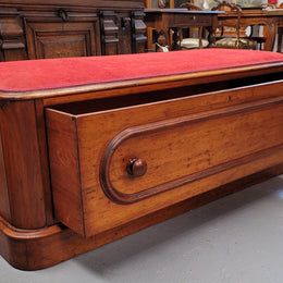 Victorian Cedar blanket box seat with lovely upholstery. This beautiful seat could be used in a bedroom in front of a bed or a hallway to store shoes and sit on when putting them on. It is in good original condition, please view photos as they help form part of the description.