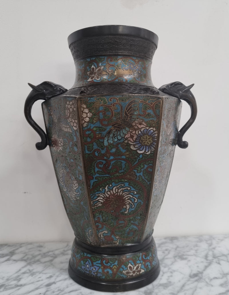 Superb Quality Japanese bronze and cloisonné vase in good original condition.