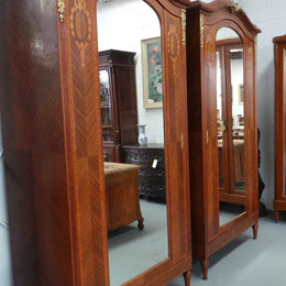 Rare Matching Pair Of French Inlaid Armoires