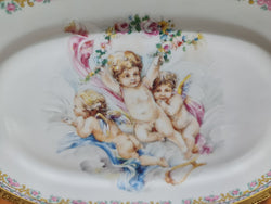 T. Limoges Porcelain Decorative Oval Plate Depicting 3 Cherubs With Gold Edging | Antique & Vintage | Moonee Ponds Antiques | Australia Wide Delivery