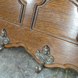 French Oak Carved Wall Mounted Coat-Hat Rack