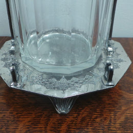 Fabulous Glass And Silver Plate Pickle Jar