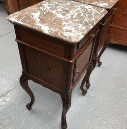 Pair Of French Oak & Marble Top Bedsides | Antique & Vintage | Moonee Ponds Antiques | Australia Wide Delivery