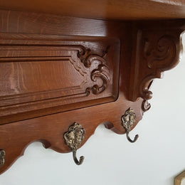 French Oak Wall Mounted Hat / Coat Rack