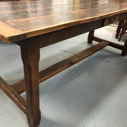 19th Century French Oak Farmhouse Table With Drawer