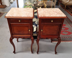 Pair French Louis 15th Style Mahogany Inset Marble Top Bedsides | Antique & Vintage | Moonee Ponds Antiques | Australia Wide Delivery