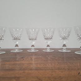 Set of six Stuart crystal “Henley” pattern wine glasses. In good original condition with no chips or cracks.