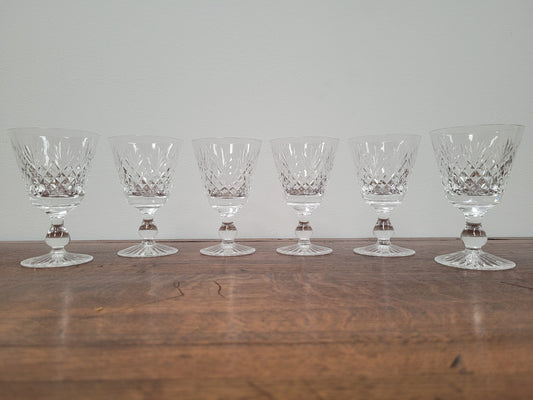 Set of six Stuart crystal “Henley” pattern wine glasses. In good original condition with no chips or cracks.