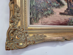Large Signed Oil On Canvas " Mediterranean Coastal Scene" In Gilt Frame Sourced From France | Antique & Vintage | Moonee Ponds Antiques | Australia Wide Delivery