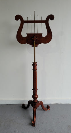 Elegant Mahogany & Brass Carved Reproduction Music Stand | Antique & Vintage | Moonee Ponds Antiques | Australia Wide Delivery