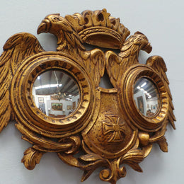 Beautiful Hand Carved French Gilt Wood Double Convex Mirror-1
