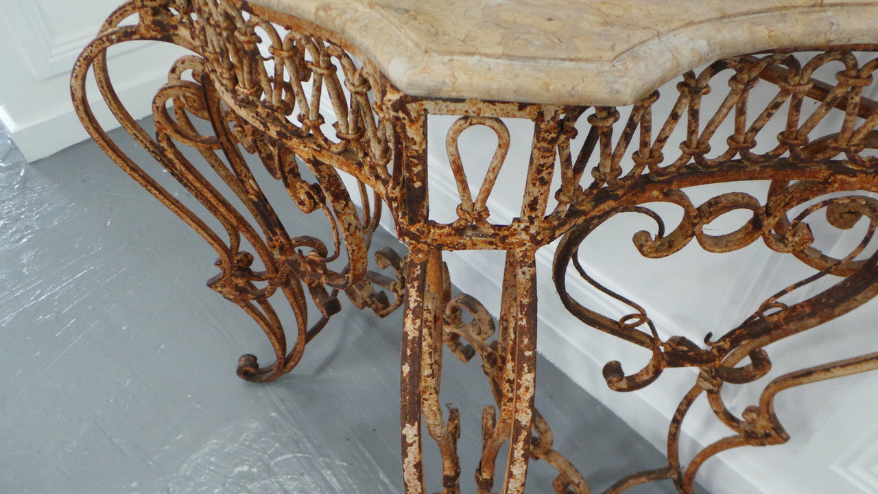 French Style Ornate Wrought Iron Marble Top Table | Antique & Vintage | Moonee Ponds Antiques | Australia Wide Delivery