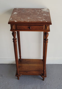 Louis XVI Style Walnut Lamp Table With Drawer & Marble Top | Antique & Vintage | Moonee Ponds Antiques | Australia Wide Delivery
