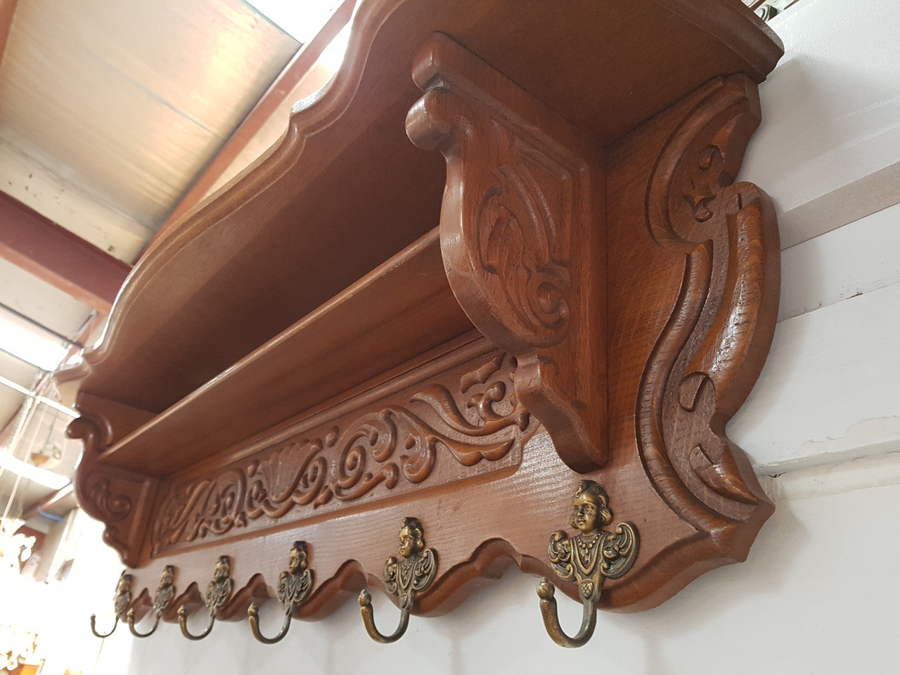 Fabulous French Oak Wall Carved Coat - Hat Rack | Antique & Vintage | Moonee Ponds Antiques | Australia Wide Delivery