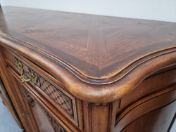 French Burr Walnut-Walnut Parquetry Top Three Door Sideboard | Antique & Vintage | Moonee Ponds Antiques | Australia Wide Delivery